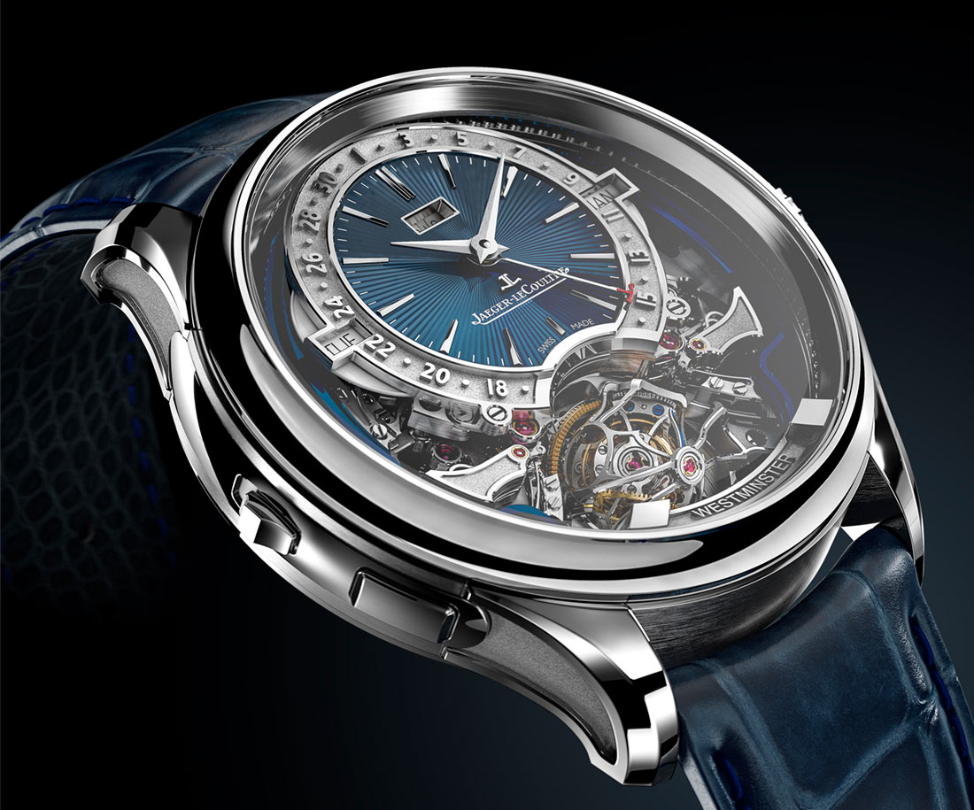 Một mẫu đồng hồ JLC Gyrotourbillon với thiết kế skeleton cho bộ máy cơ phức tạp