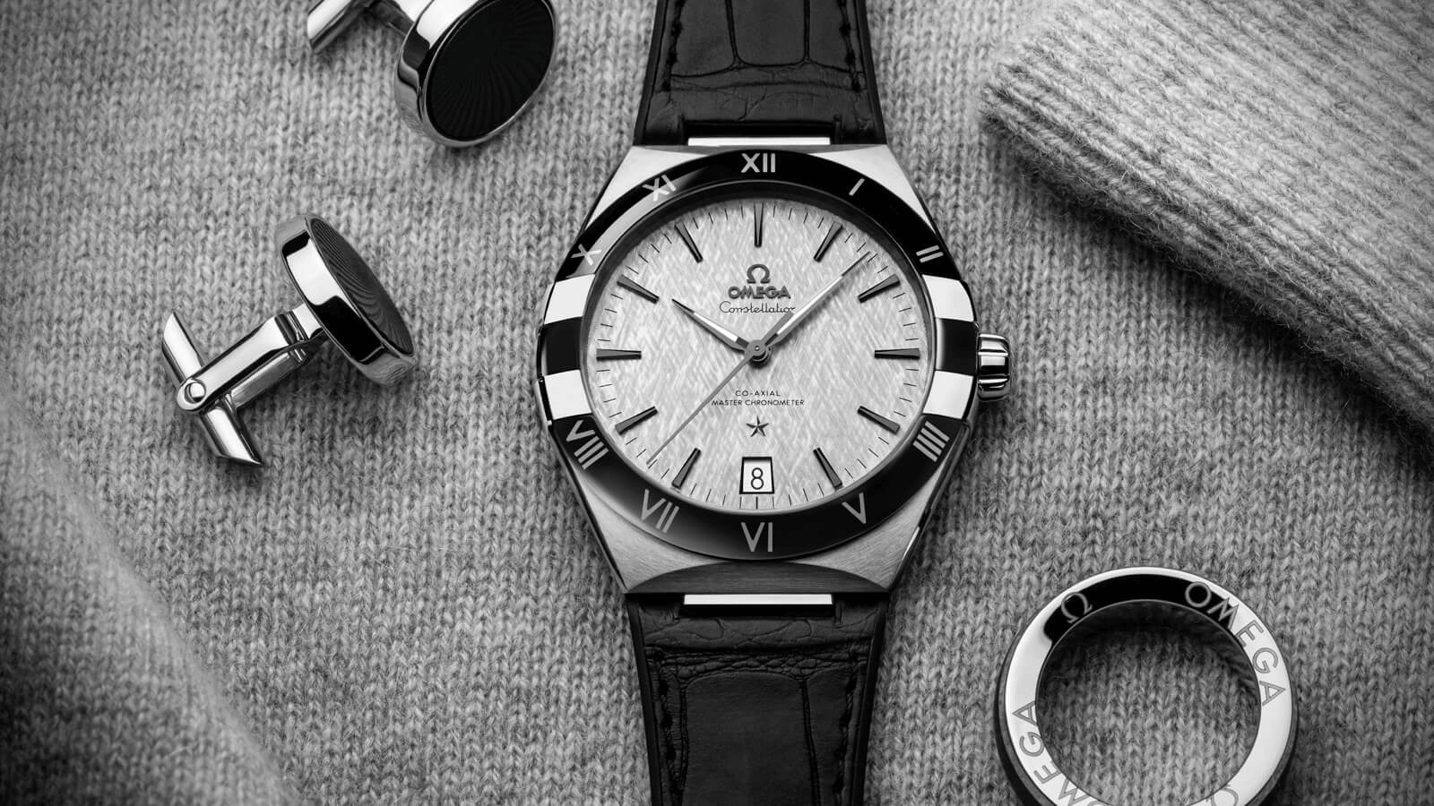 đồng hồ nam omega constellation viền gốm ceramic 41mm